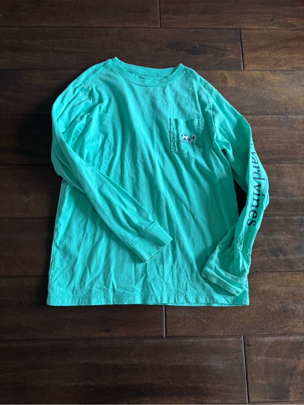 Vineyard Vines Teal Long Sleeve Pocket Tee Soccer Themed